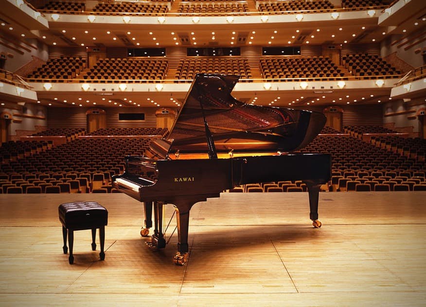 Grand piano on stage